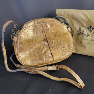 Patricia Nash Chania Bronze Leather Metallic Round Crossbody bag
